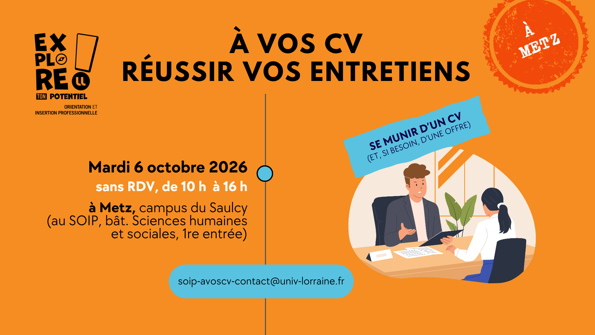 Session à vos CV à Metz du 6 octobre 2026